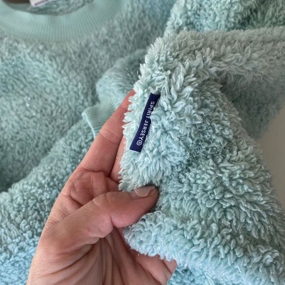 Disney Parks WDW Aqua Teal Turquoise Fluffy Sherpa Spirit Jersey Kids Sz Large - Picture 8 of 14